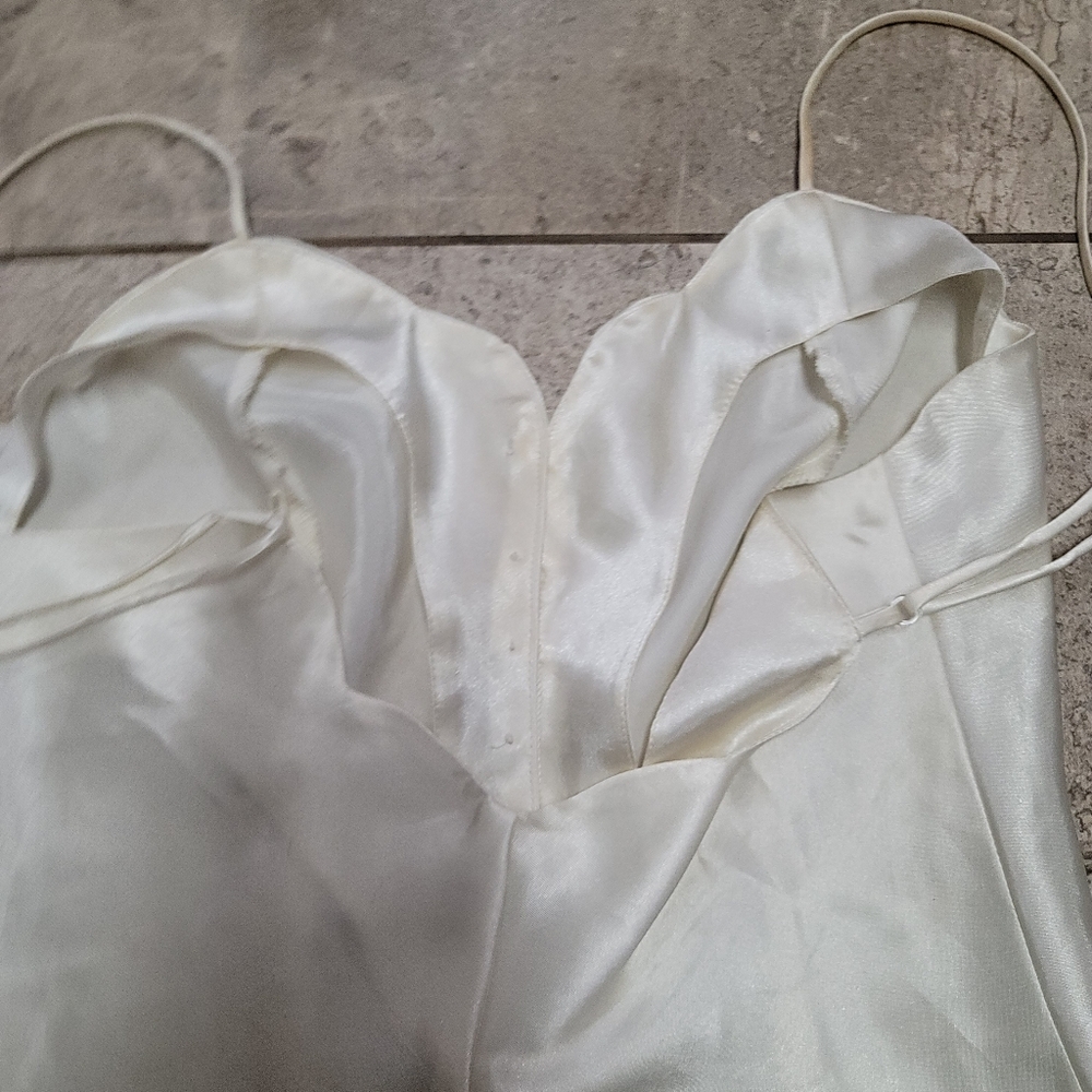 Vintage 90s Victoria’s Secret Gold Label Satin Bridal Slip Mini Dress Ivory - Picture 11 of 12